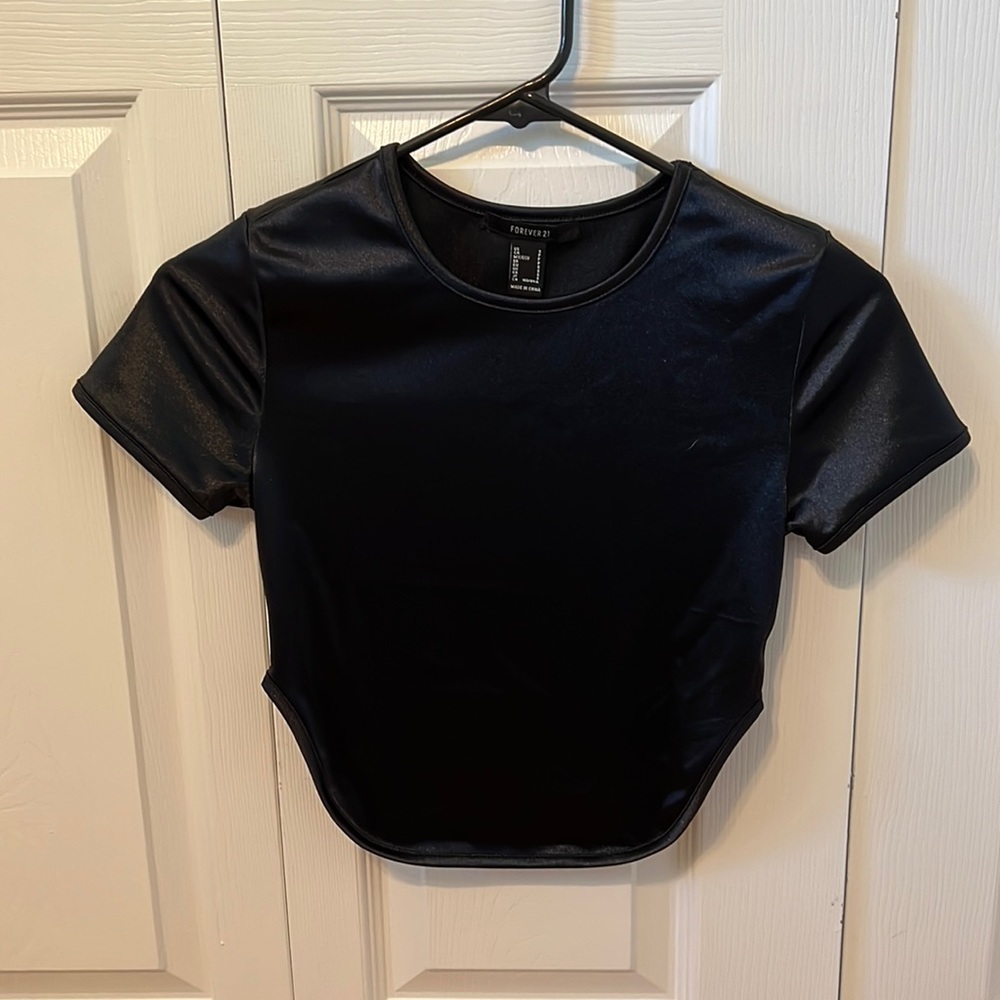 Sexy black satin/silk shirt